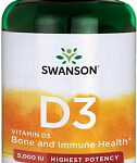 Swanson Vitamin D-3 5000 IU (250 sgels)