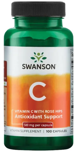 Swanson Vitamin C with Rose Hips 500mg (100 кап)